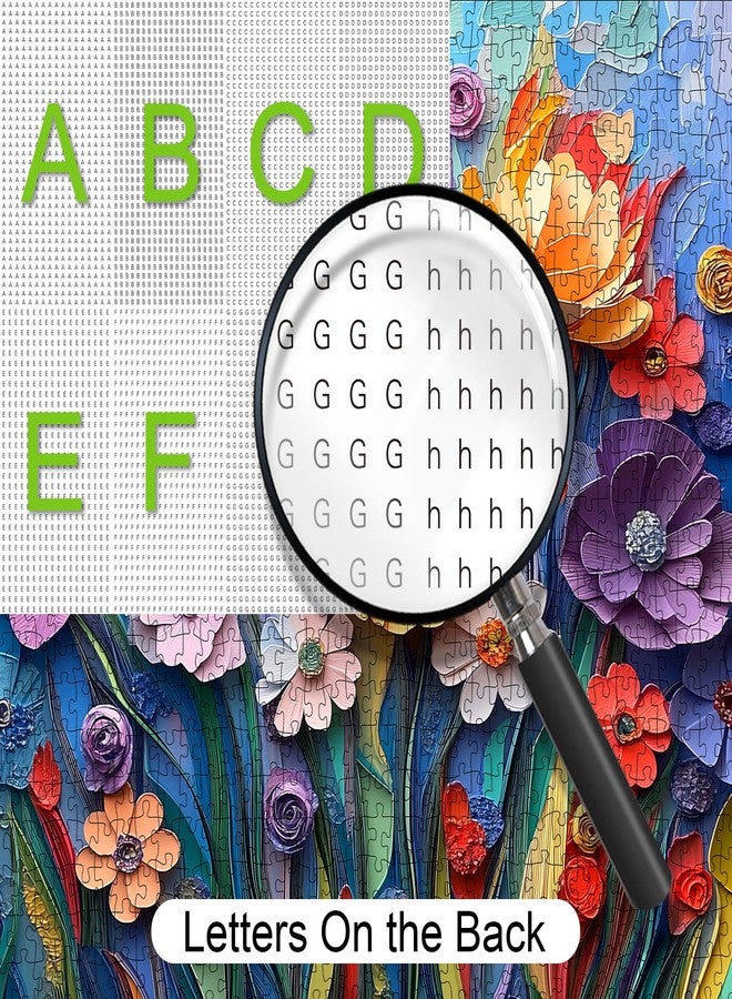 AWSL أحجية زهور ملونة للكبار - أحجية فسيفساء زهور مكونة من 1000 قطعة، أحجية ورقية للمرح العائلي وتحدي العقل، للعطلات والمناسبات الخاصة - Image 3